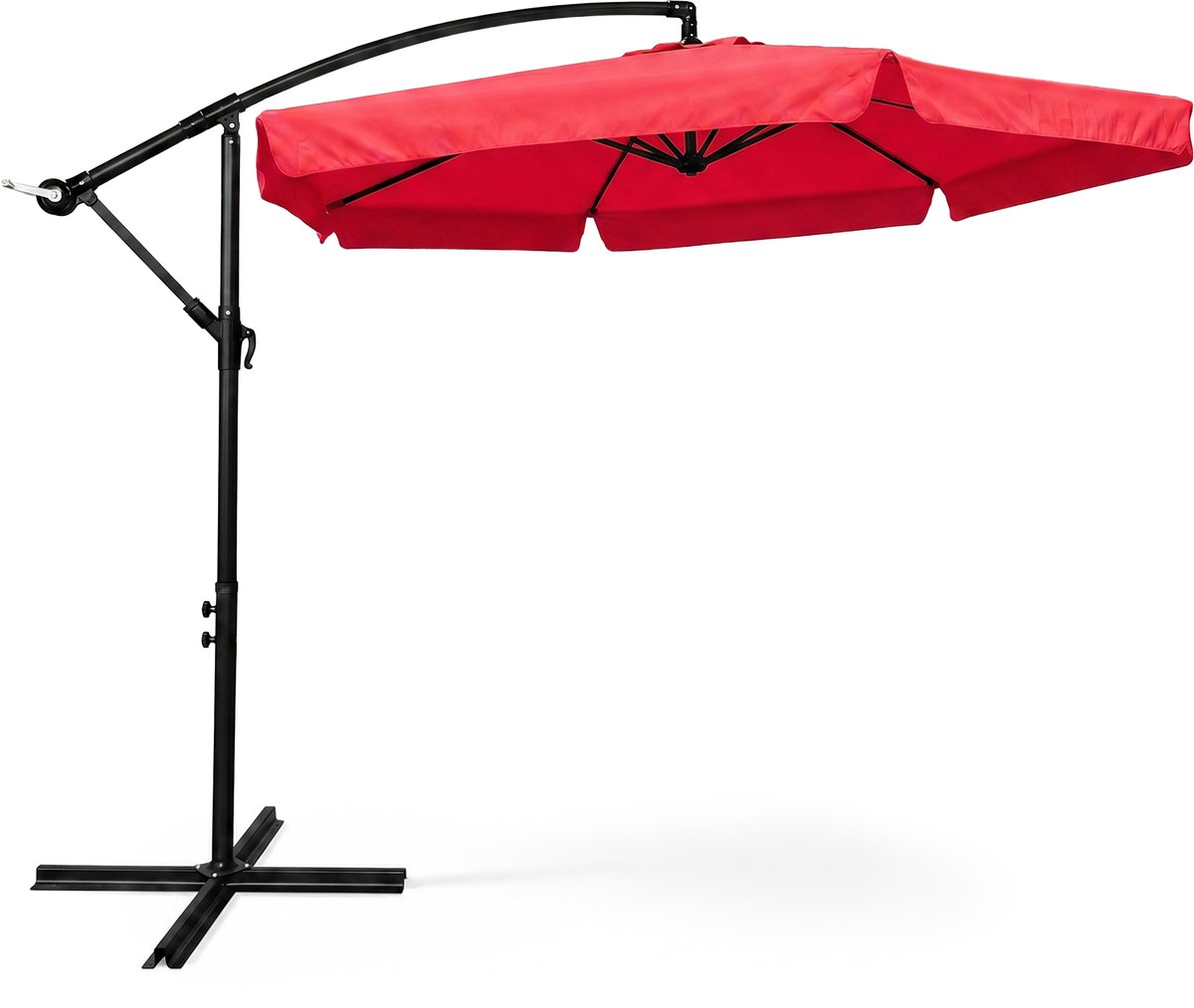 Tuinparasol CYNIA / Zweefparasol Met Voet / Verstelbare Hoogte / UV-bescherming, Waterdicht / Rood / 300 x 300 x 245 cm (5901752857506)