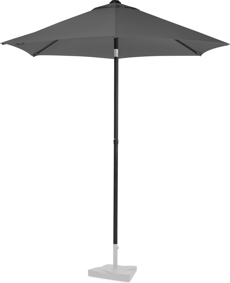 VONROC Premium Parasol Torbole - Ø200cm - Duurzame stokparasol - UV werend doek - Grijs - Incl. beschermhoes (8717479103836)