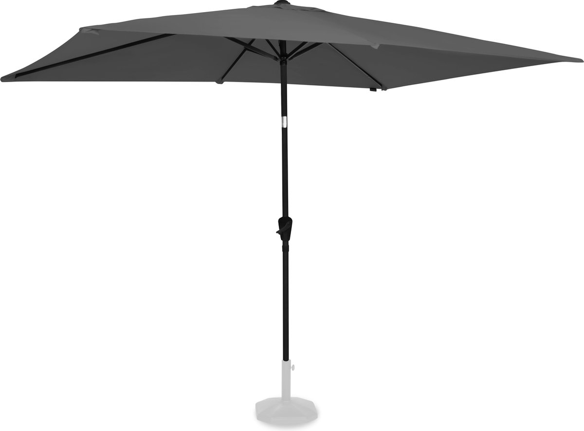 VONROC Premium Stokparasol Rapallo 200x300cm - Incl. beschermhoes - Rechthoekige parasol - Kantelbaar - UV werend doek - Grijs (8717479096206)