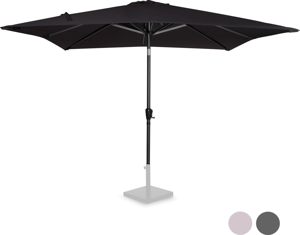 VONROC Premium Stokparasol Rosolina 280x280cm - Incl. beschermhoes - Vierkante parasol - Kantelbaar - UV werend doek - Zwart (8717479091881)