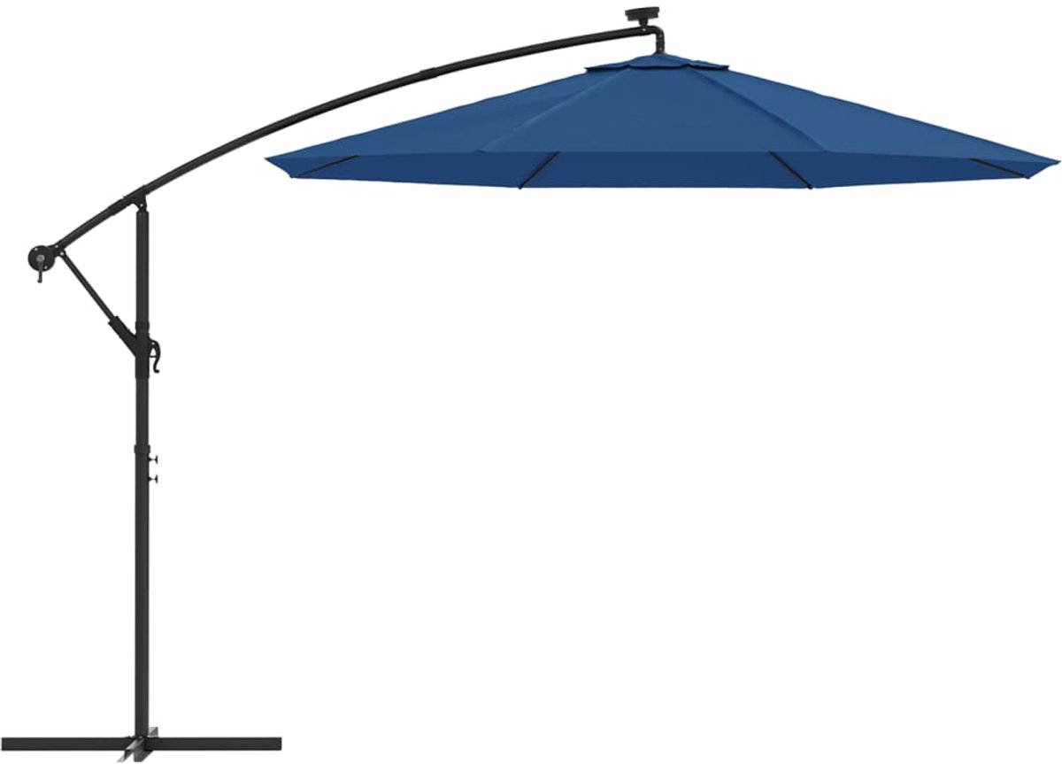Vervangingsdoek voor Zweefparasol - 350 cm - UV-beschermend Parasoldoek - 8 Baleinen - Azuurblauw (6007156704459)