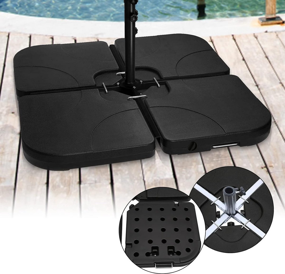 Vulbare Parasolvoet Set 160 kg voor Zweefparasol en Marktparasol (9101096493934)
