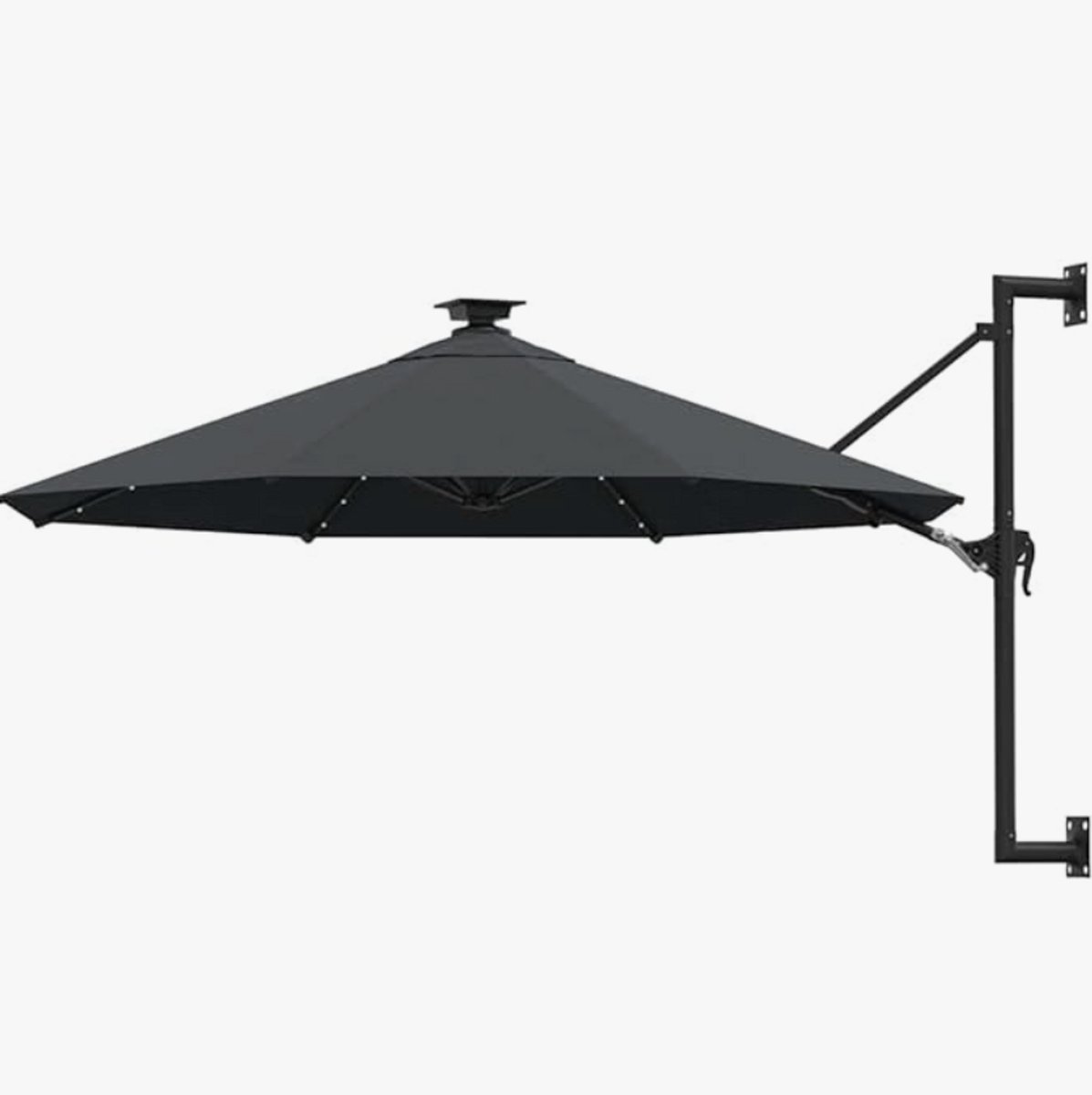 Wandparasol met Kantelfunctie en Zwengel - UV-Bestendig en Vervaagt Niet - 8 Stevige Ribben - Eenvoudig Openen en Sluiten - Antraciet (9504444529741)