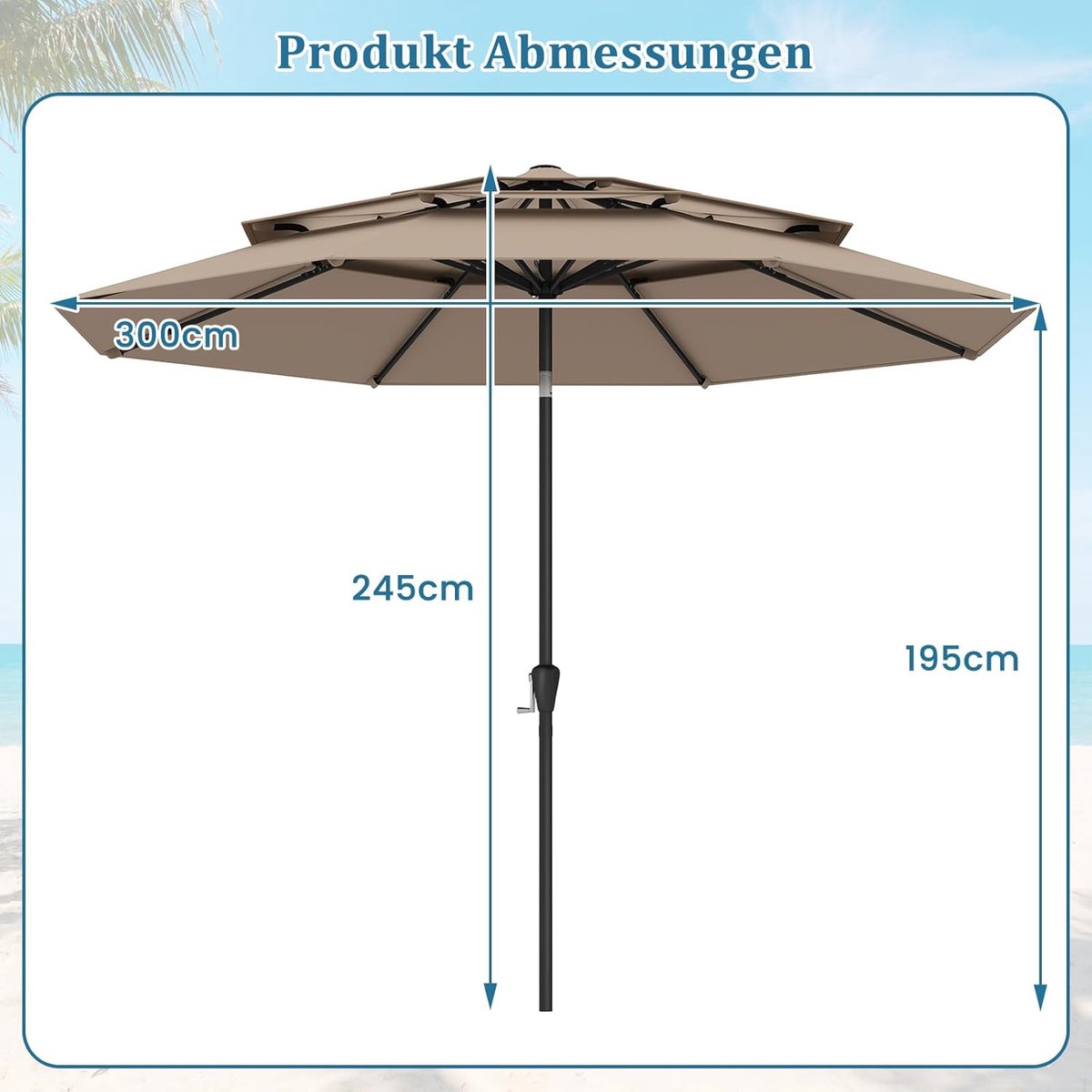 Zweefparasol 200x211 cm Terrakotta Sonnenschirm mit LED, Aluminium Gartenschirm, UV-Schutz, Neigbar & Faltbar für Terrasse, Balkon & Garten - Bellavero (9508427739134)