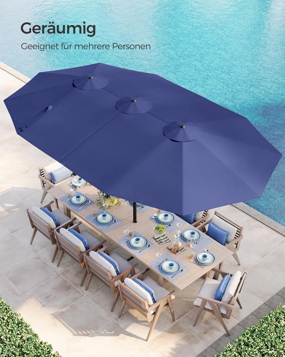 Zweefparasol 225x225x212 cm Grüner Sonnenschirm mit LED-Beleuchtung, UV-Schutz, Aluminium Gartenschirm für Balkon, Terrasse & Garten - Bellavero (9504541737230)