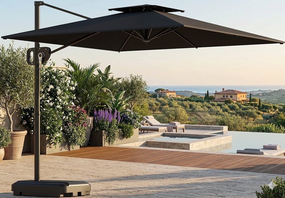 Zweefparasol 247x247 cm Vierkant Kantelbaar - 247x247 cm - Grijs - Vierkant Kantelbaar Dubbel Dak, UV-Bescherming - Medahomestore (9506752957735)