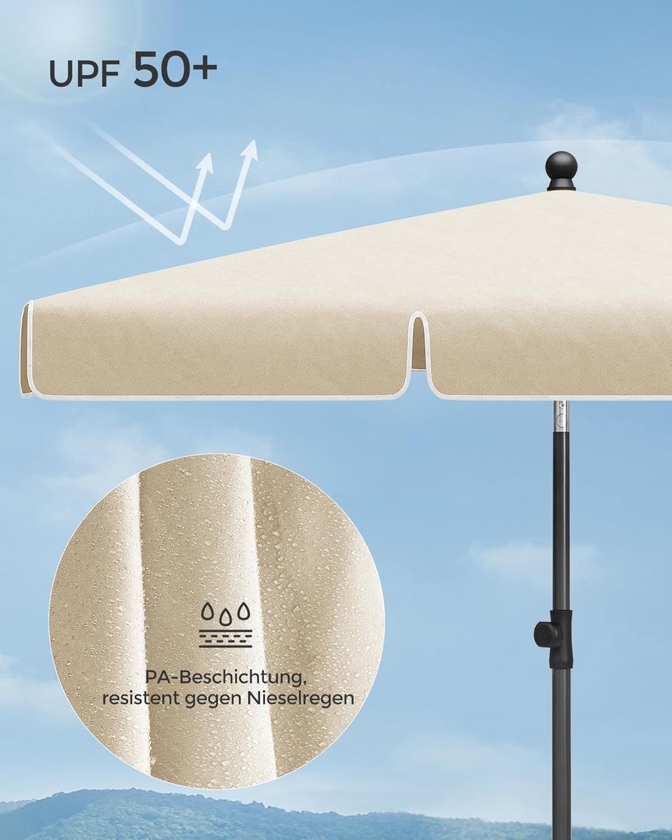 Zweefparasol 300 cm Tuinscherm met 32 LED-lampjes op zonne-energie, draaibaar en hoogte verstelbaar, terrasparasol met zwengel en kruisvoet, UV-bescherming, waterdicht, geschikt voor tuin, terras, ... (9501196415667)