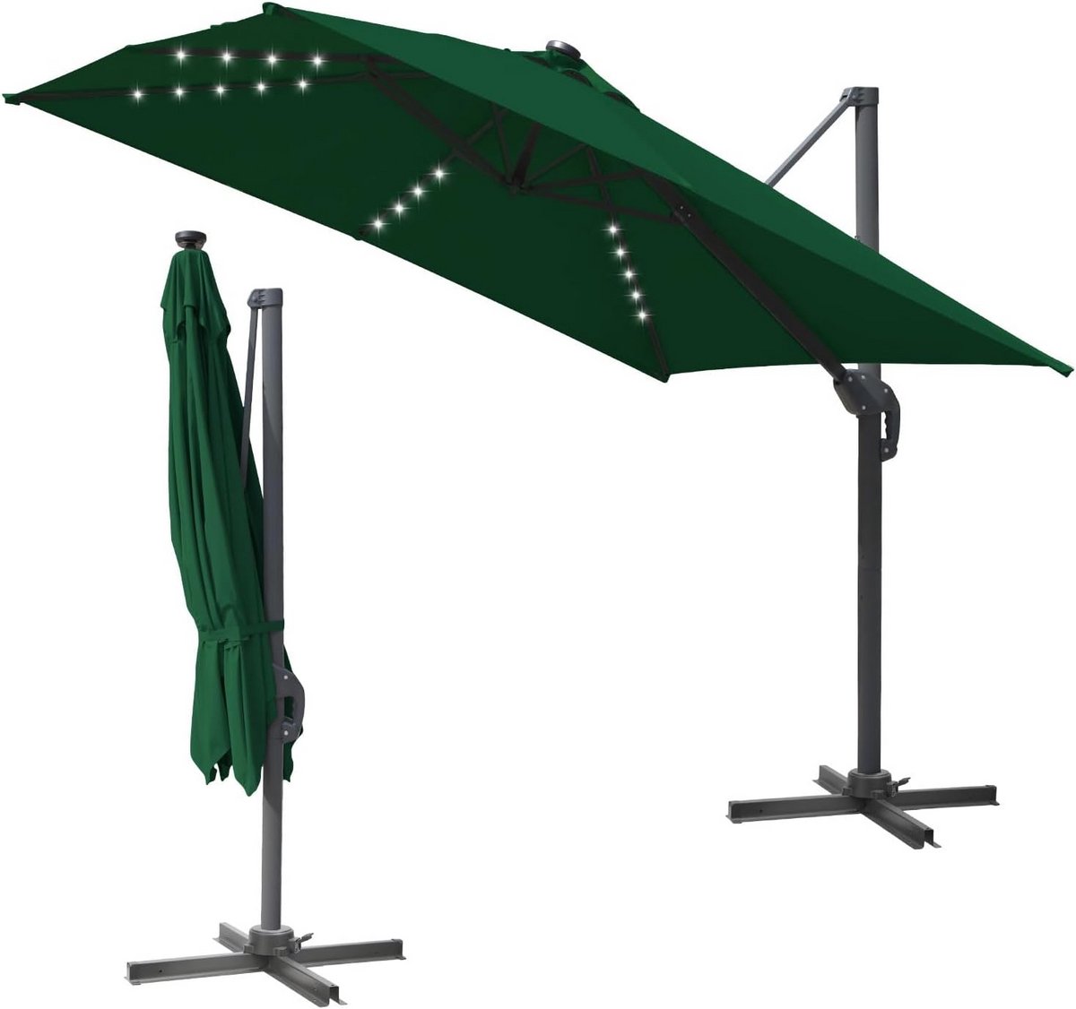 Zweefparasol 300 x 300 cm - Rechthoekig en draaibaar met UV50+ bescherming - Terras parasol voor tuin en strand (9101136490961)