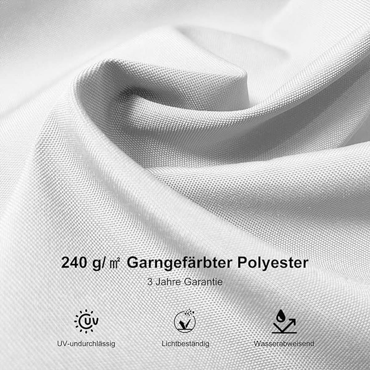 Zweefparasol 300x300 cm - 360° Draaibaar & Kantelbaar - UV50+ Bescherming - Waterafstotend Polyester - Aluminium Frame Wit - Inclusief Kruisvoet - Luxe Tuinparasol voor Terras & Balkon | Laura (9506261647264)