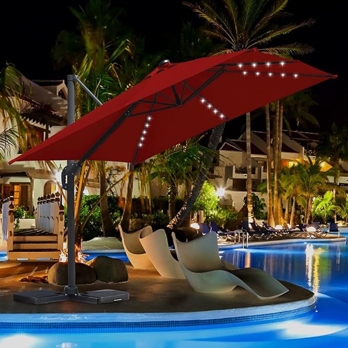 Zweefparasol 300x300 cm - 360° Draaibaar met Voetpedaal & 4-Standen Kantelbaar - UV50+ Waterdicht - Aluminium Frame - Luxe Tuin Parasol voor Terras, Balkon & Zwembad - Mobili Bella (9509932423464)