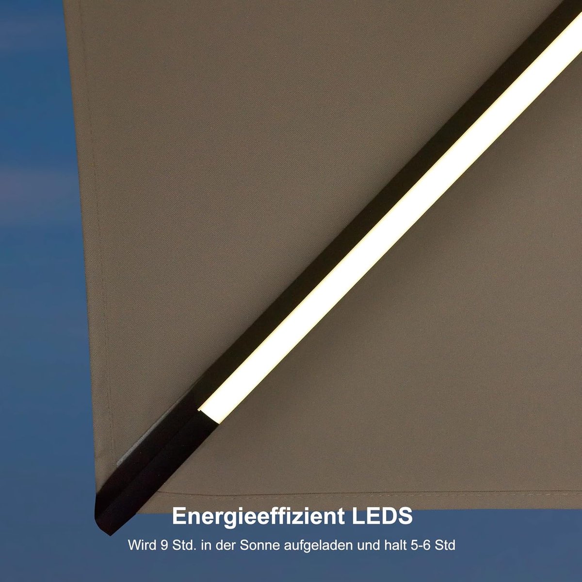 Zweefparasol 300x300 cm - Draaibare Parasol met LED & Kantelfunctie - Grote Aluminium Tuinparasol 360° Rotatie, UV-bestendig & Waterafstotend - Beige - Laura (9508185434920)