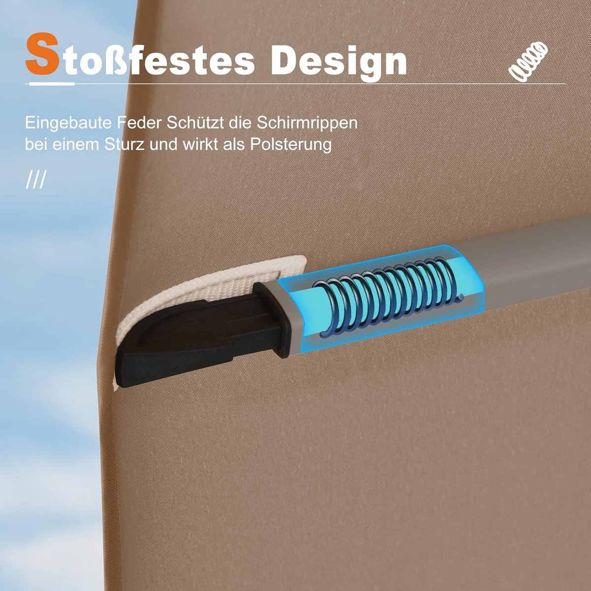 Zweefparasol 300x300 cm Vierkant - 360° Draaibaar & Kantelbaar - XXL UV50+ Zonwering met Dubbel Dak - Aluminium Frame - Beige Tuinparasol zonder Voet - Laura (9502316292663)