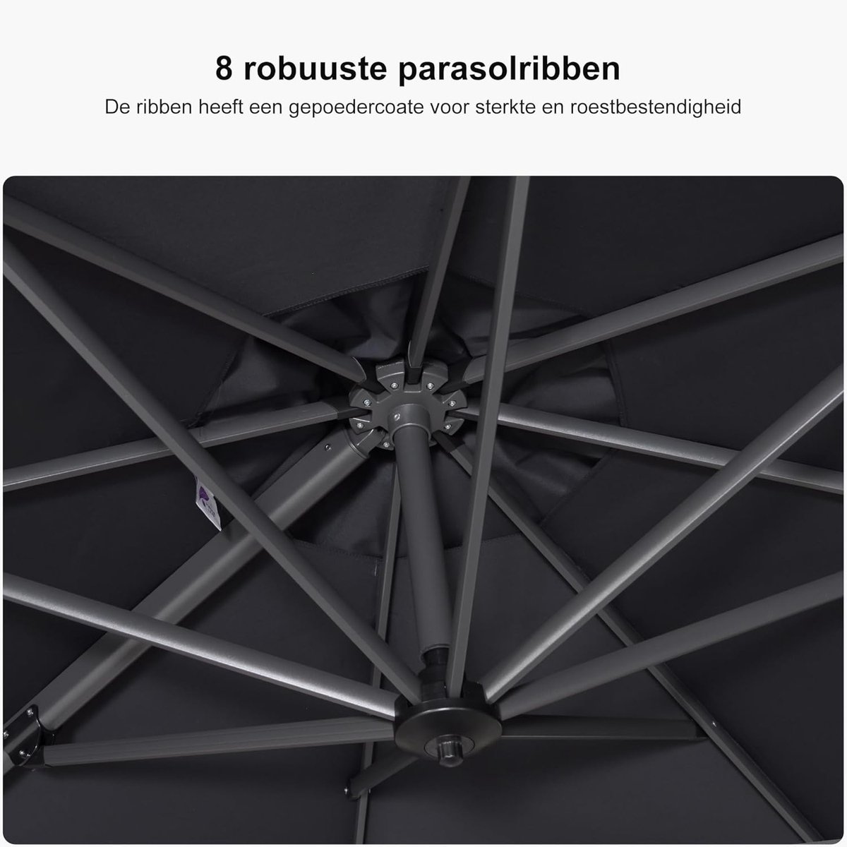 Zweefparasol 330 cm Rond - UV-bestendig, 360° Draaibaar, 5-standen Kantelbaar, Aluminium Frame & Crank Bedieningssysteem - Mobili Bella (9509583186756)