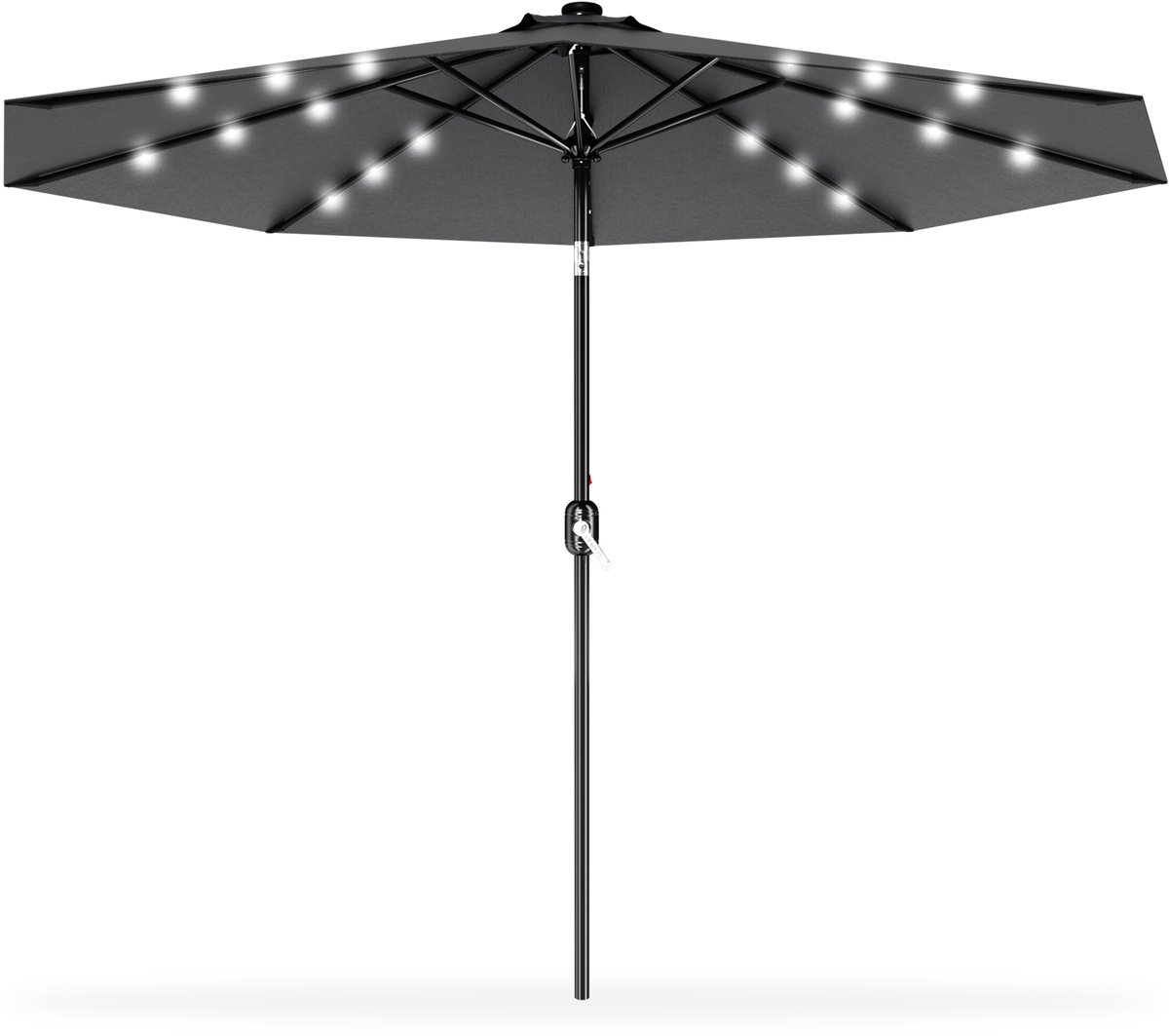 Zweefparasol - Hangparasol 300 cm - Voor Tuin, Terras, Balkon & Lounge - Draaibaar - Optioneel met LED Verlichting - Aluminium Mast - UV-bestendig - Donkergrijs (0758548725502)