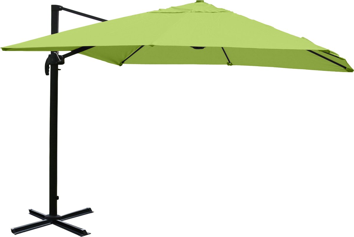 Zweefparasol MCW-A96, parasol, 3x3m (Ø4.24m) polyester/aluminium 23kg ~ groen zonder voet, draaibaar (4057651211862)