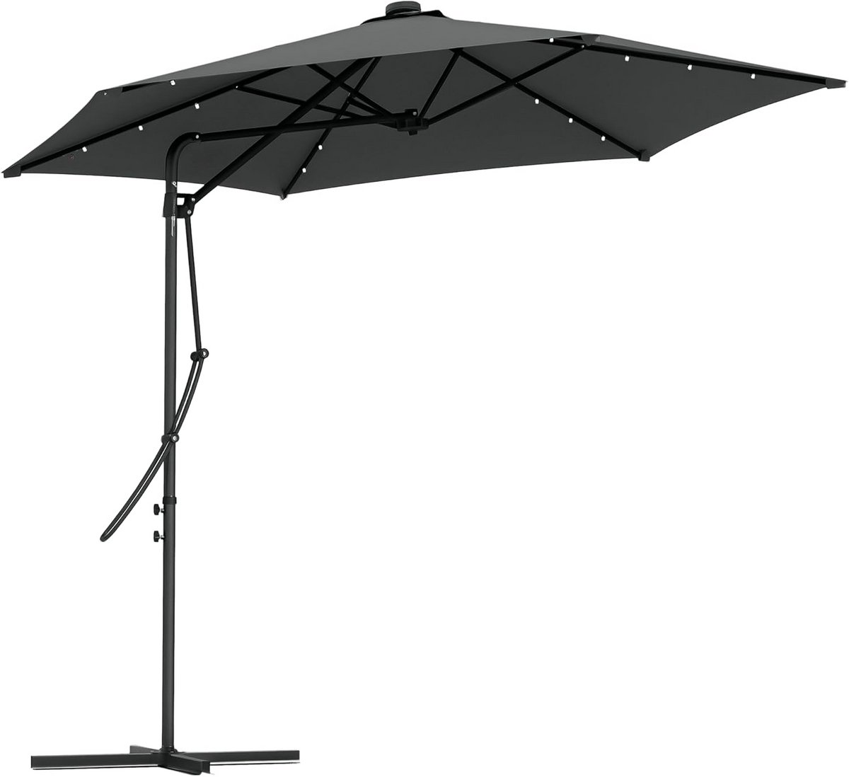 Zweefparasol Ø290 cm met LED Verlichting en Voet - UV-bescherming voor Tuin en Balkon (9101027298928)