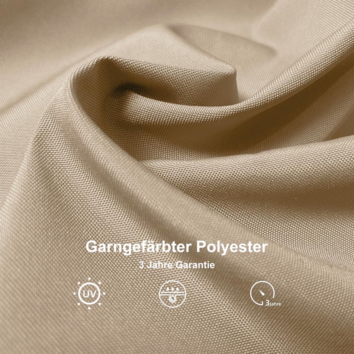 Zweefparasol Ø330 cm Rond - 360° Draaibaar, Kantelbaar, In Hoogte Verstelbaar, Inclusief Parasolvoet - UV50+ Waterafstotend Polyester, Aluminium Frame - Beige - Laura (9504133648524)