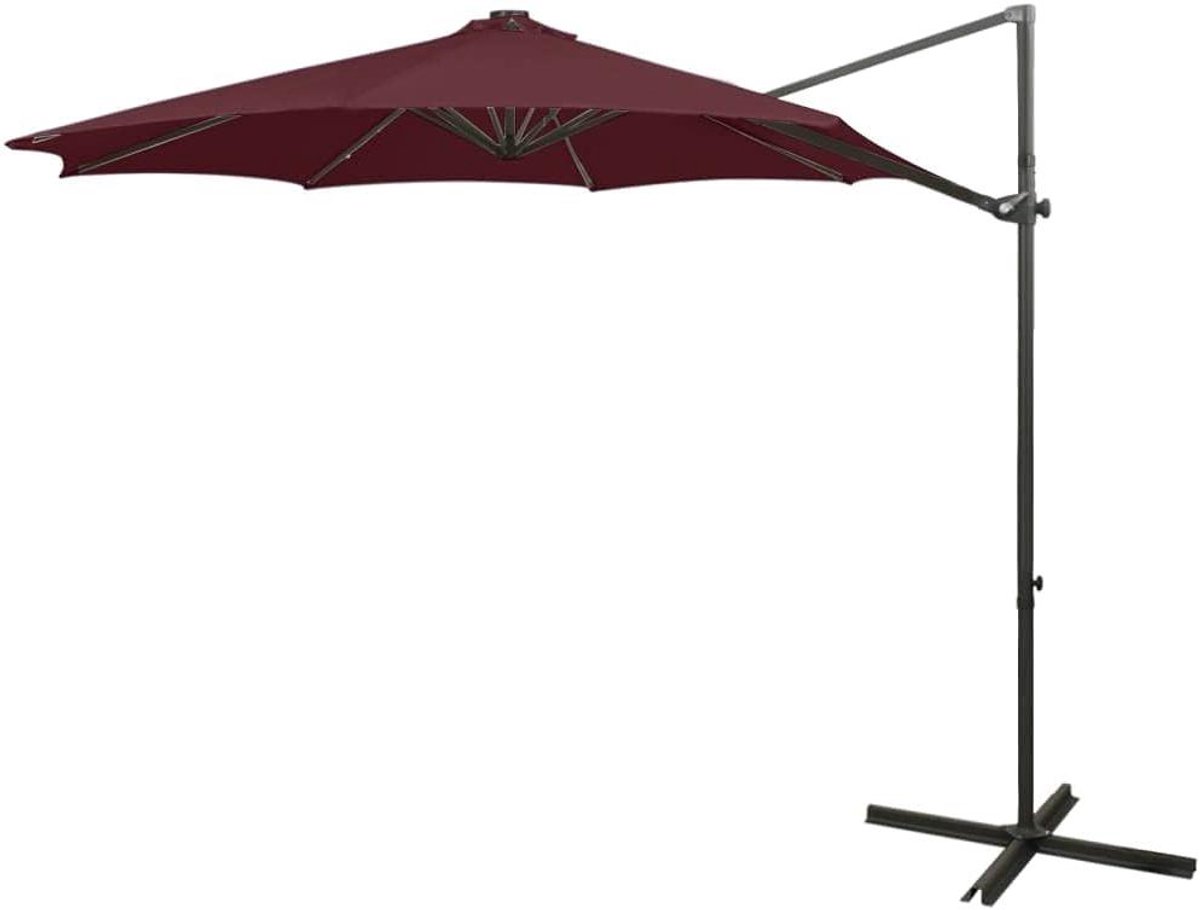 Zweefparasol - Parasol met voet - Terras Zomer - 360 Graden Draaibaar - 300 cm - Bordeauxrood (9101257090125)