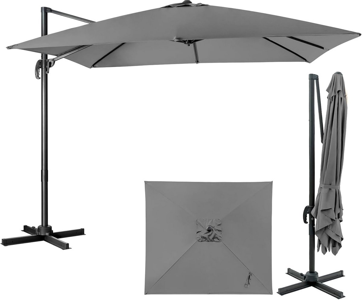 Zweefparasol Rechthoekig 300 cm Inklapbaar en In Hoogte Verstelbaar met Kruisvoet (9101132286391)