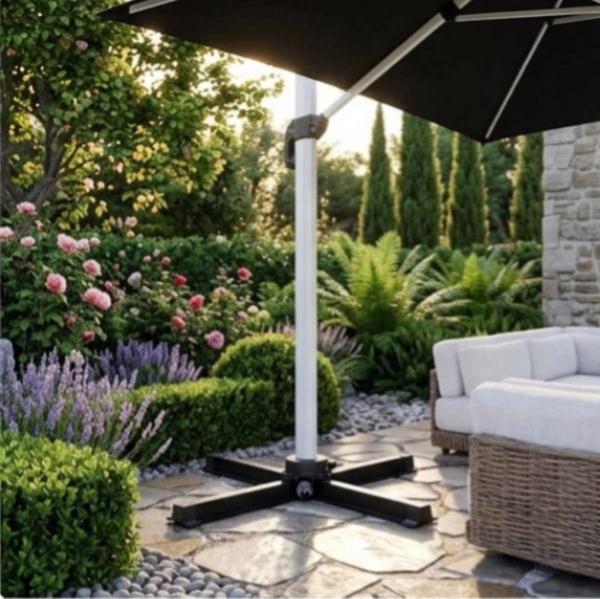 Zweefparasol Rechthoekig 300x200 cm met - 300x200 cm - Grijs - Novihome (9502987549684)