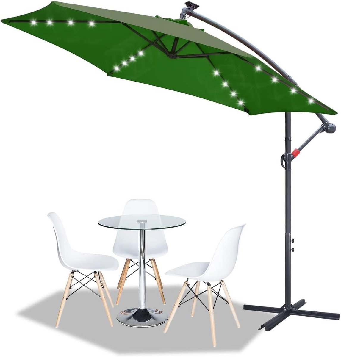 Zweefparasol - Tuinparasol - Buiten Ontspannen - Geïntegreerde LED-verlichting - 350 cm - Antraciet (9101308015190)