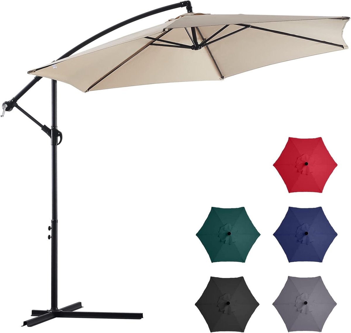 Zweefparasol - Tuinparasol - Buiten ontspannen - 360 graden draaibaar - 3 meter diameter - Beige (9101303747379)