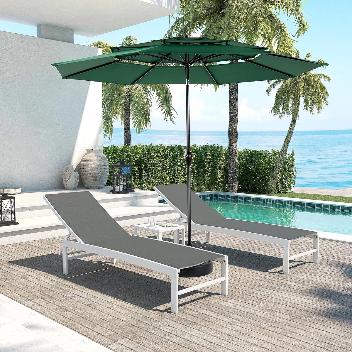 Zweefparasol - Tuinparasol Schaduwdoek - Buiten Zonnen - Ventilatiedak Kantelbaar - 300 cm - Kaki (9101473166499)