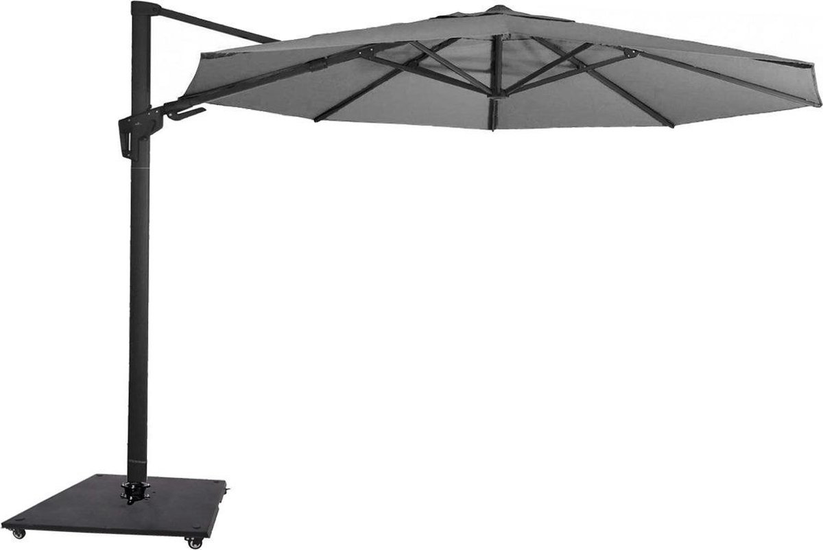 Zweefparasol VirgoFlex Grijs Ø350 cm - incl. Zware Parasolvoet (9001456231421)