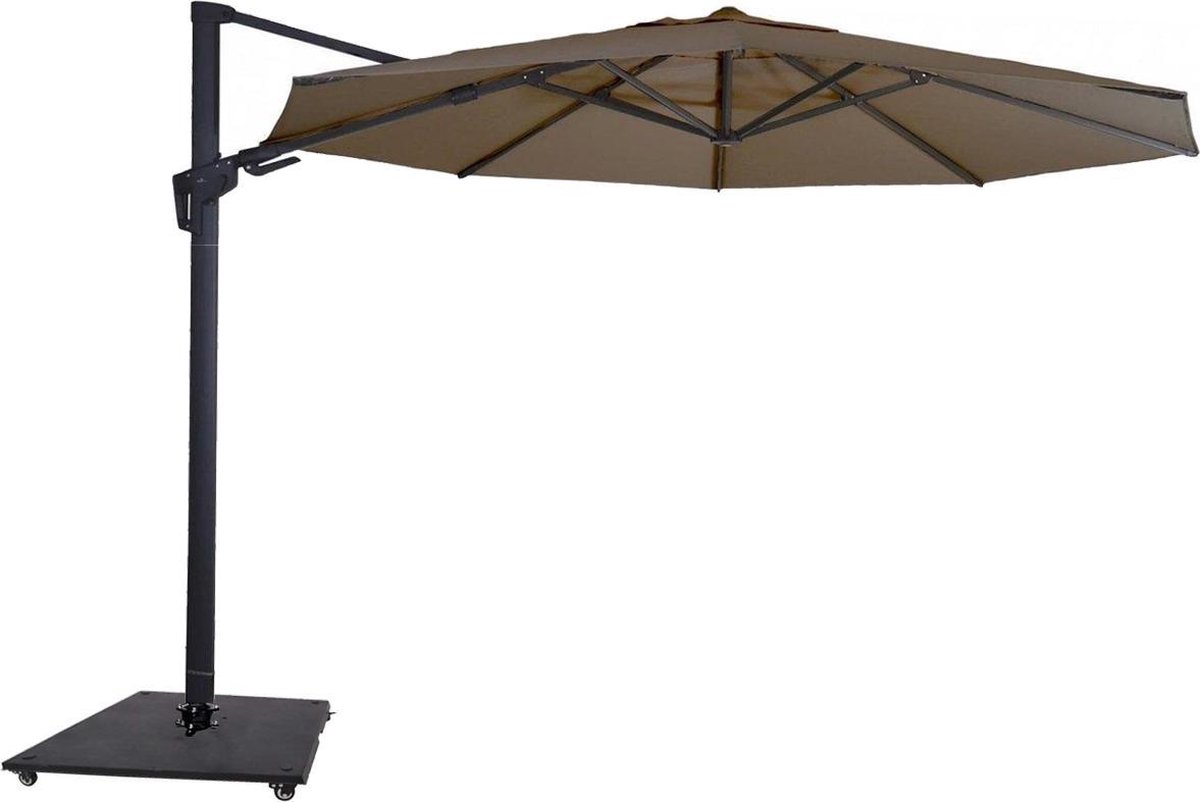 Zweefparasol VirgoFlex Taupe Ø350 cm - incl. Zware Parasolvoet (9001456231445)