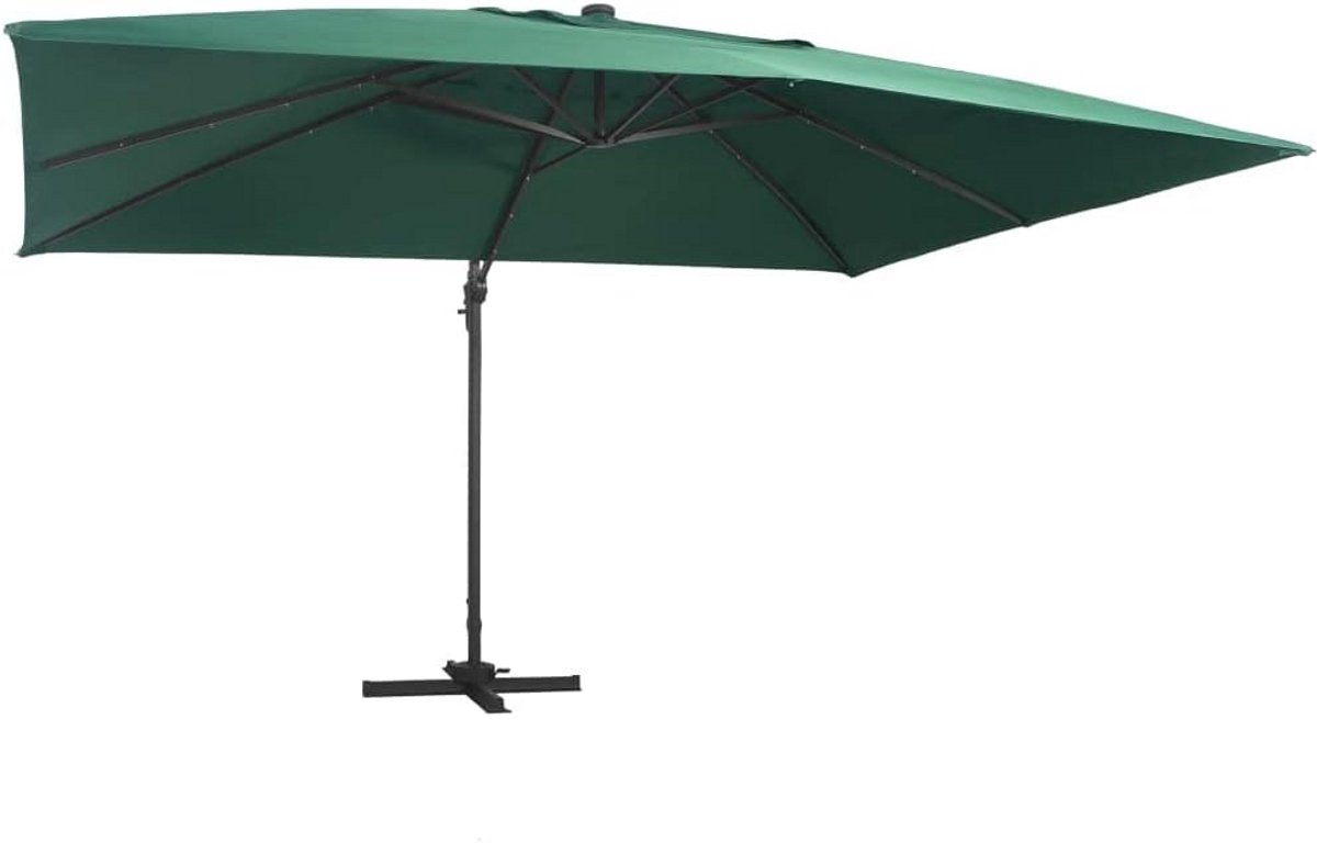 Zweefparasol met LED-Verlichting - Terrasparasol voor de Tuin - Praktische Schaduwoplossing in Groen (6151850585538)