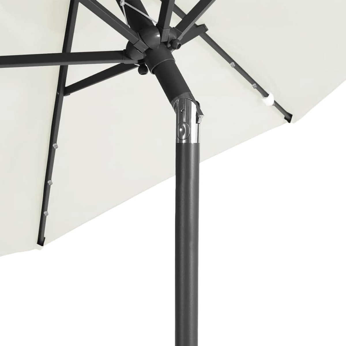 Zweefparasol met LED verlichting op zonne-energie - Bellavero 300 cm Rechthoekige Hangparasol met 32 LED-lampjes, UPF 50+ Zonbescherming, Rotatiekanteling & Handmatige Zwengel, Inclusief Standaard ... (9504615113953)