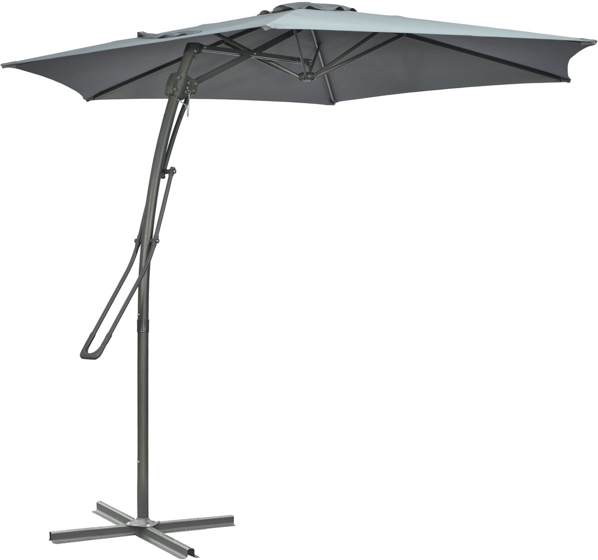 Zweefparasol met Voet - Ø293 cm - Vierkant - Waterdicht - Kantelbaar - Verstelbare Hoogte - Donkergrijs (8721564002560)