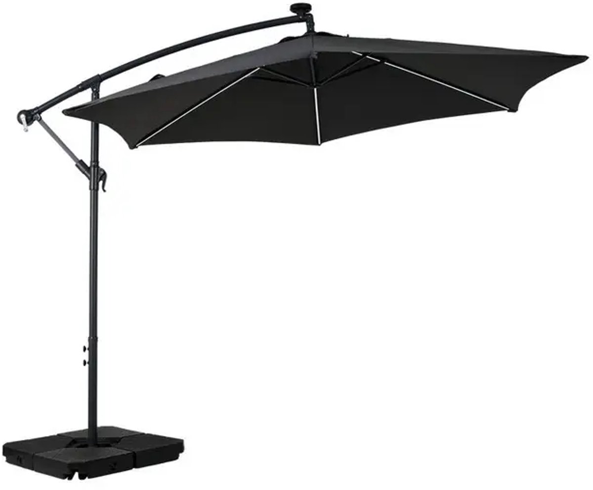 Zweefparasol met solar ledlampen - zwart 300 x 300 x 245 cm UV 80+ (8721184891087)