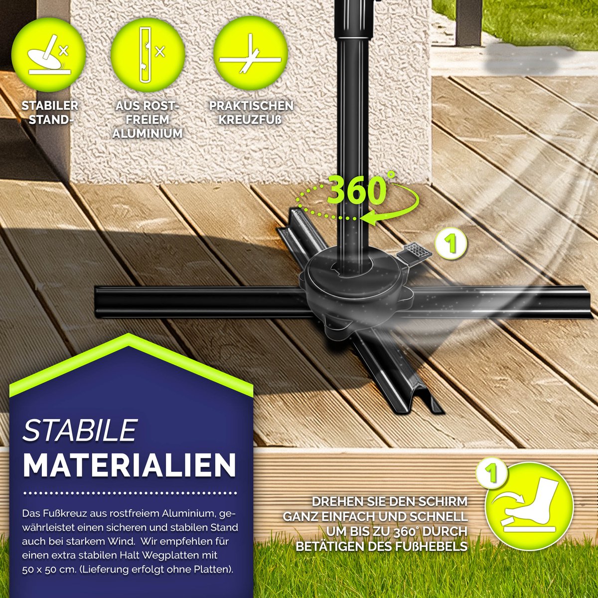 tillvex® Premium aluminium parasol, 330 cm, met afdekking en windbescherming, zweefparasol, 6-voudig verstelbaar, met zwengel, tuinparasol, 360 graden draaibaar, kantelbaar, UV50+ waterdicht, bruin (4262436442311)