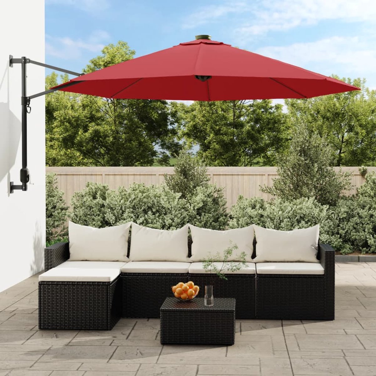 vidaXL - Wandparasol - 290 - cm - felrood (8720845747763)