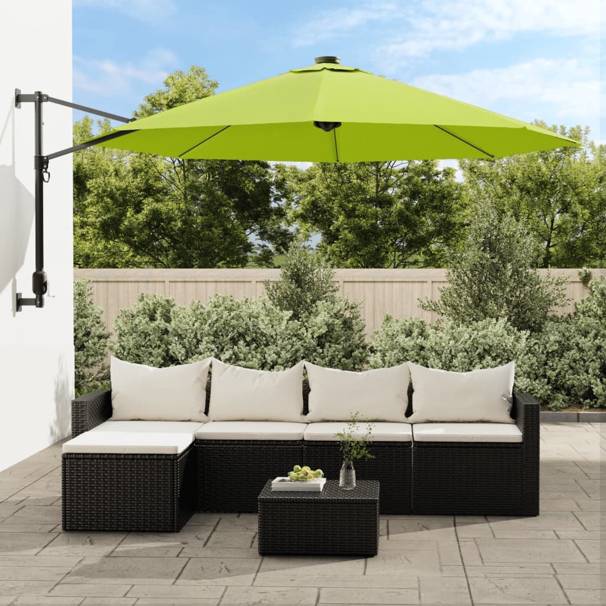 vidaXL - Wandparasol - met - LEDs - 290 - cm - appelgroen (8720845747787)