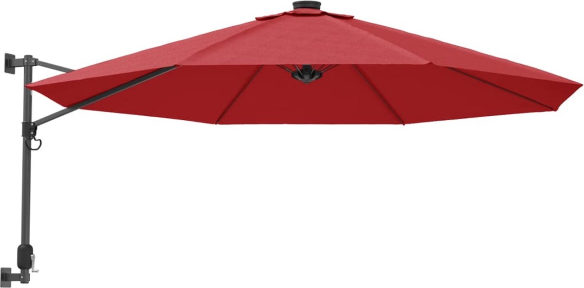 vidaXL - Wandparasol - met - LEDs - 290 - cm - felrood (8720845747800)
