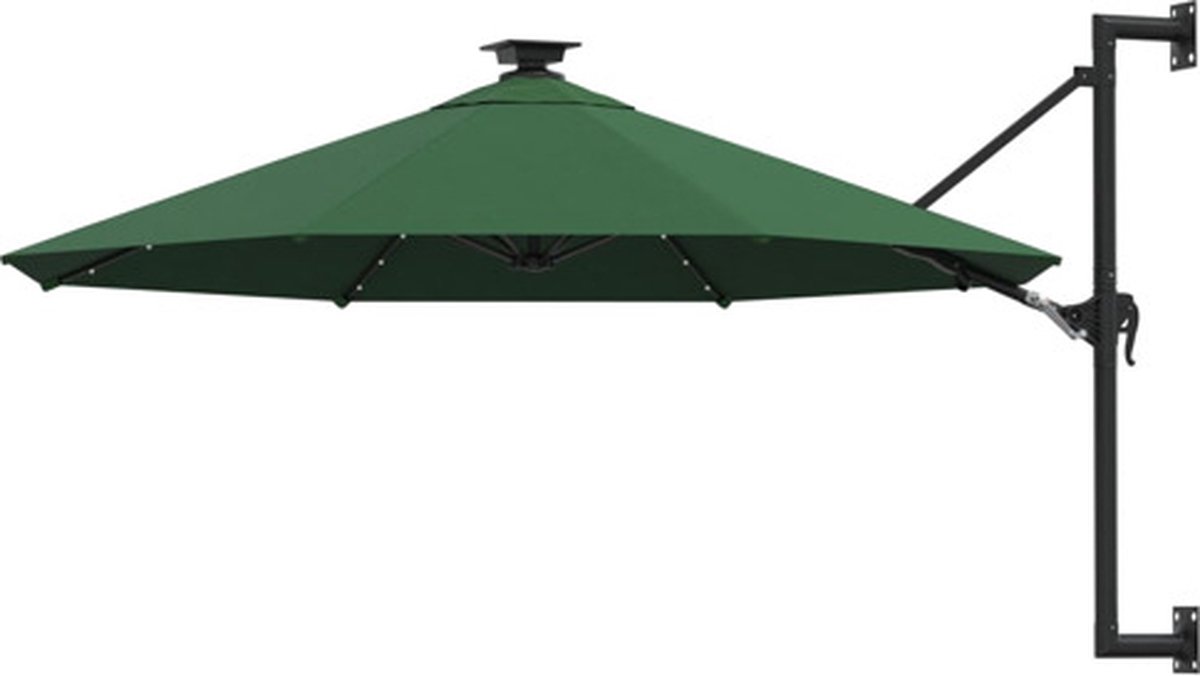 vidaXL - Wandparasol - met - LED's - 300 - cm - groen (8721115532270)
