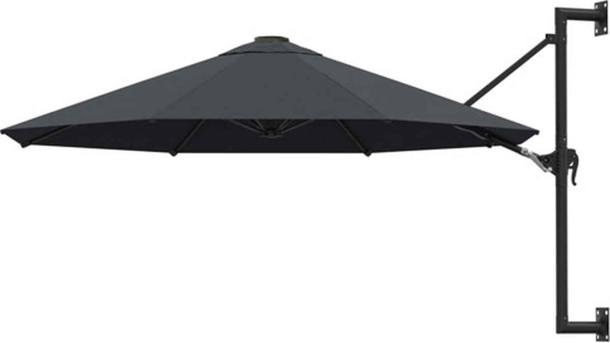 vidaXL - Wandparasol - met - metalen - paal - 300 - cm - antraciet (8103329160485)