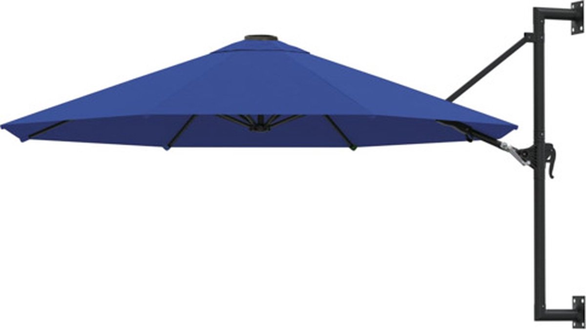 vidaXL - Wandparasol - met - metalen - paal - 300 - cm - blauw (8719883763095)