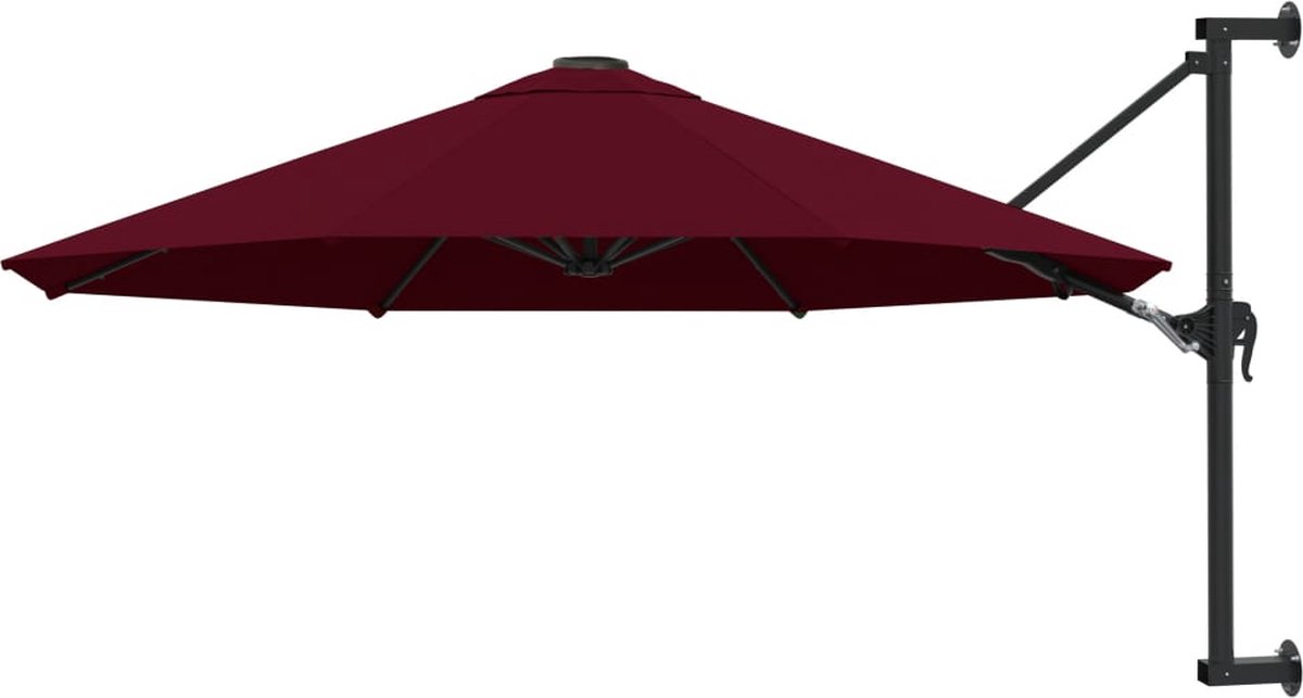 vidaXL - Wandparasol - met - metalen - paal - 300 - cm - bordeauxrood (8719883763064)