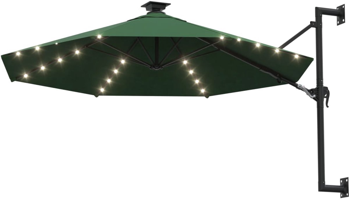 vidaXL - Wandparasol - met - metalen - paal - 300 - cm - groen (8718475711162)