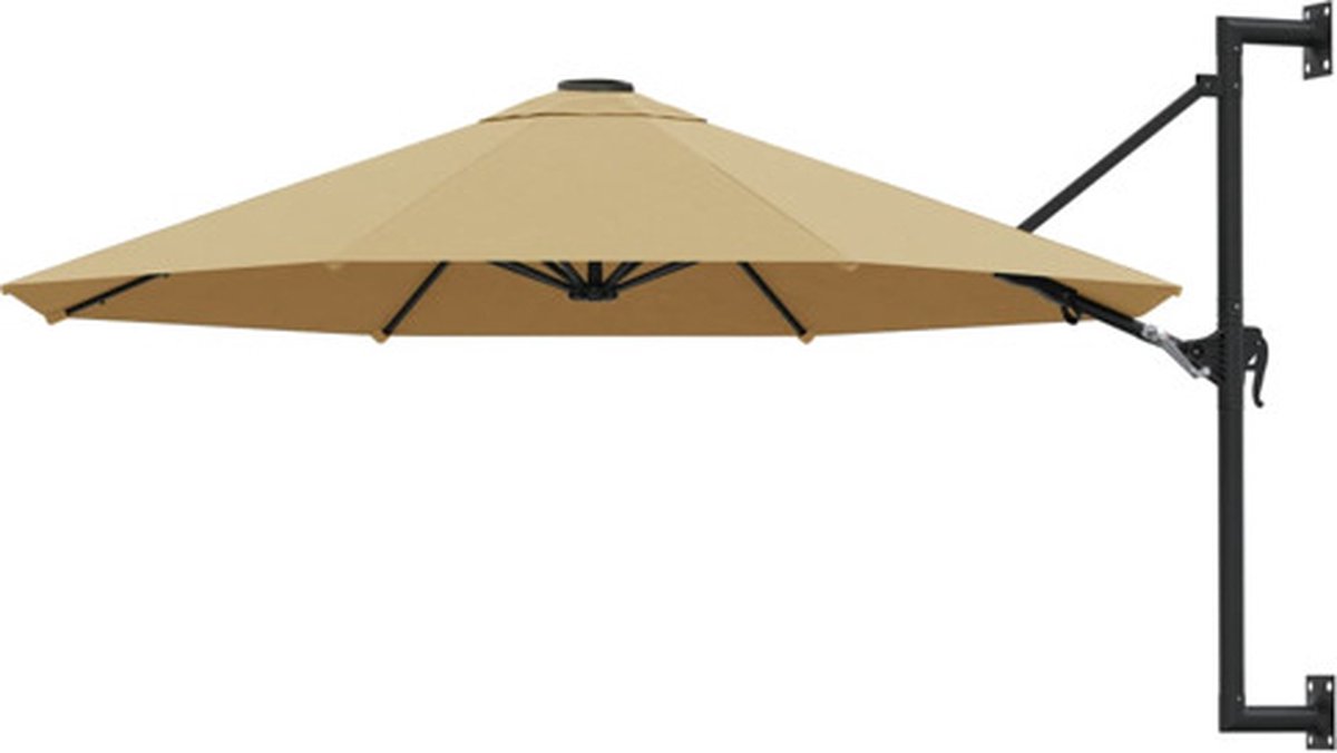 vidaXL - Wandparasol - met - metalen - paal - 300 - cm - taupe (8718475711186)