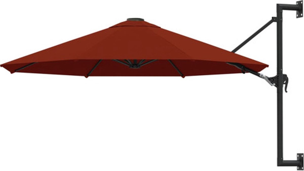 vidaXL - Wandparasol - met - metalen - paal - 300 - cm - terracottakleurig (8719883763071)