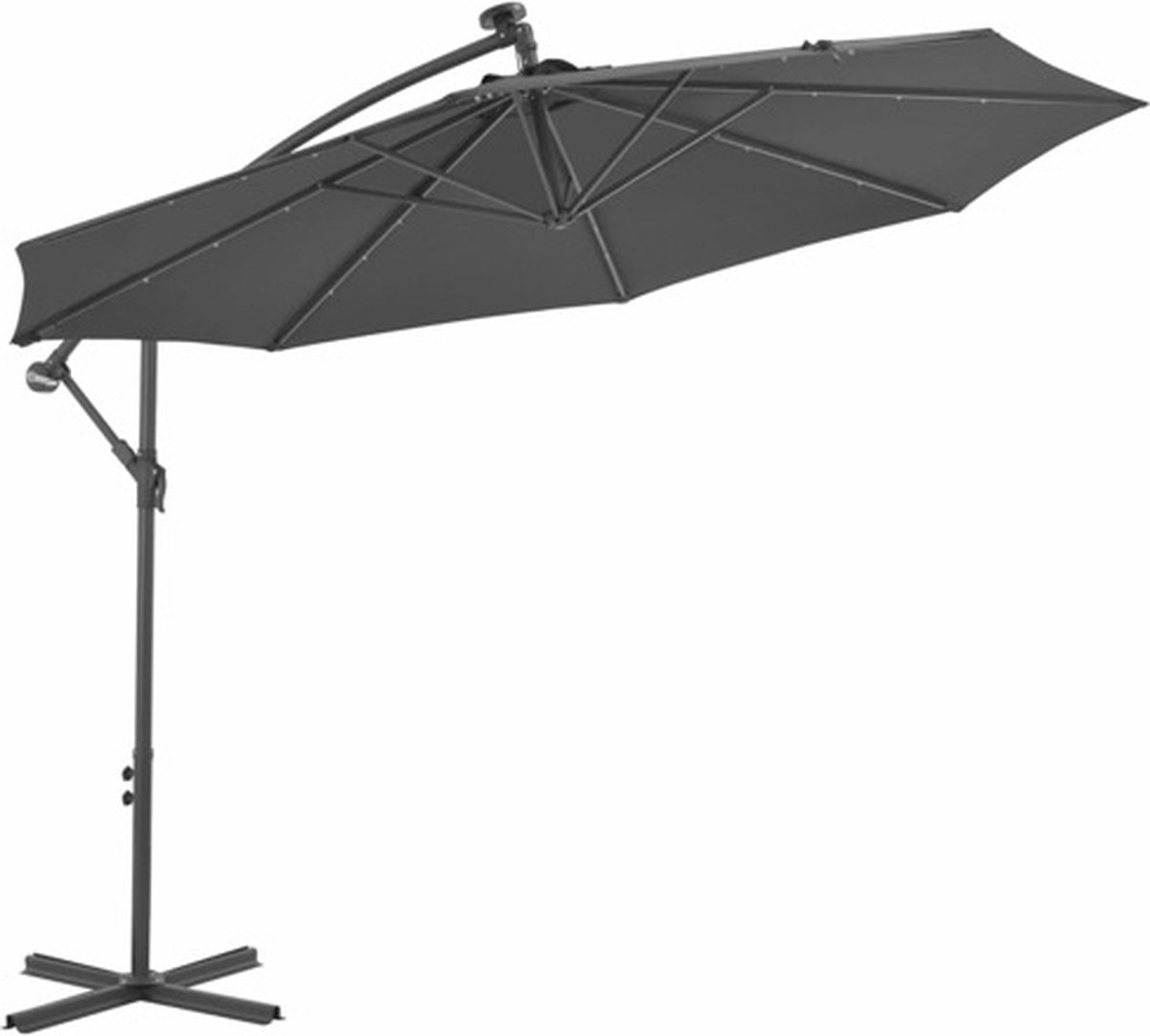 vidaXL - Zweefparasol - met - LED-verlichting - stalen - paal - 300 - cm - antraciet (8718475697602)