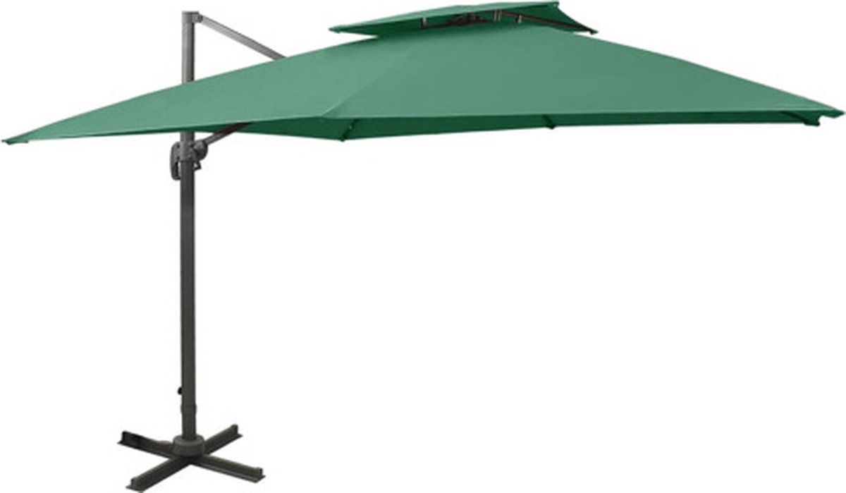 vidaXL - Zweefparasol - met - dubbel - dak - 300x300 - cm - groen (8720286181744)