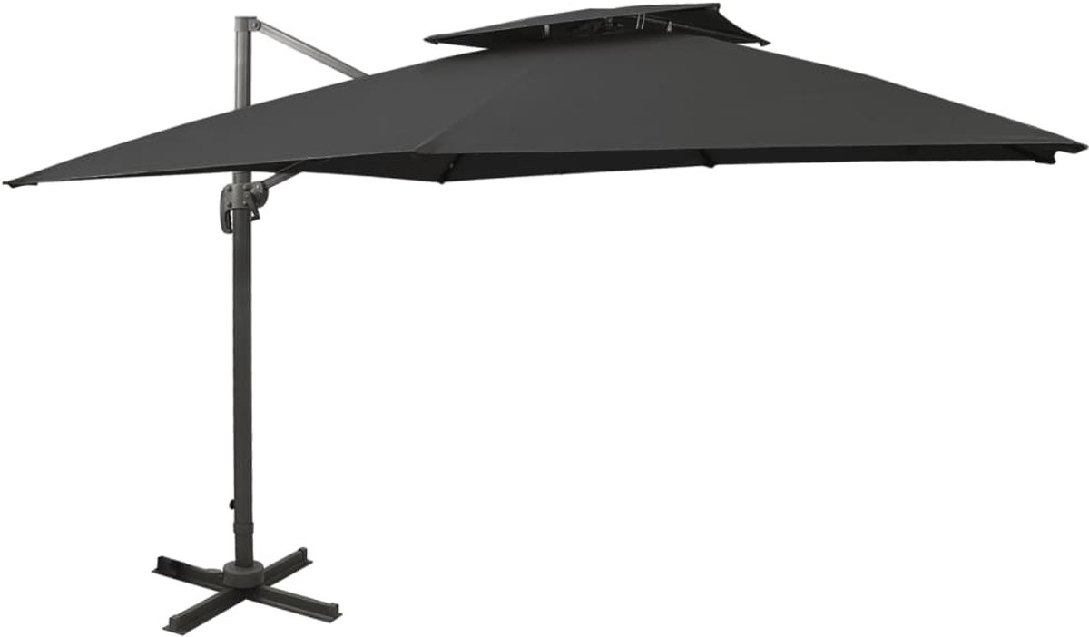 vidaXL - Zweefparasol - met - dubbel - dak - 300x300 - cm - zwart (8720286181805)