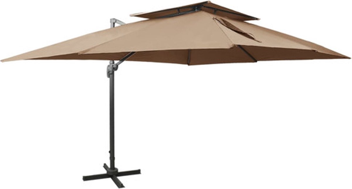 vidaXL - Zweefparasol - met - dubbel - dak - 400x300 - cm - taupe (8720286181799)