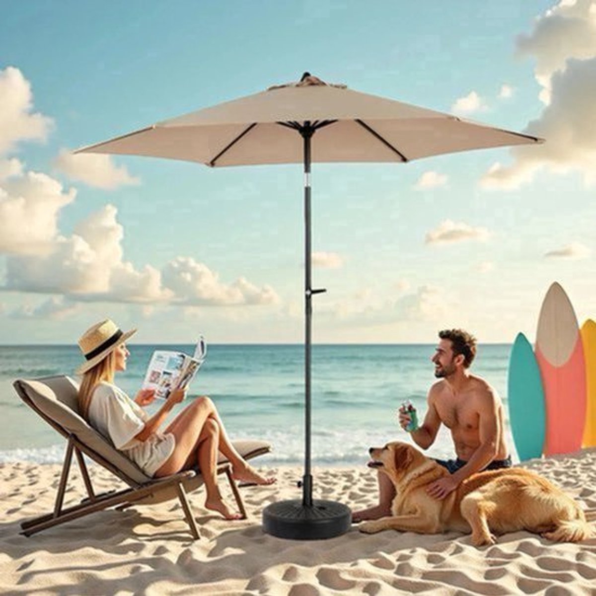 Parasol - Tuinparasol - Balkonparasol - Stokparasol - Zweefparasol - Diameter 4,5 Meter - UV-Bestendig Polyester (9113768522699)