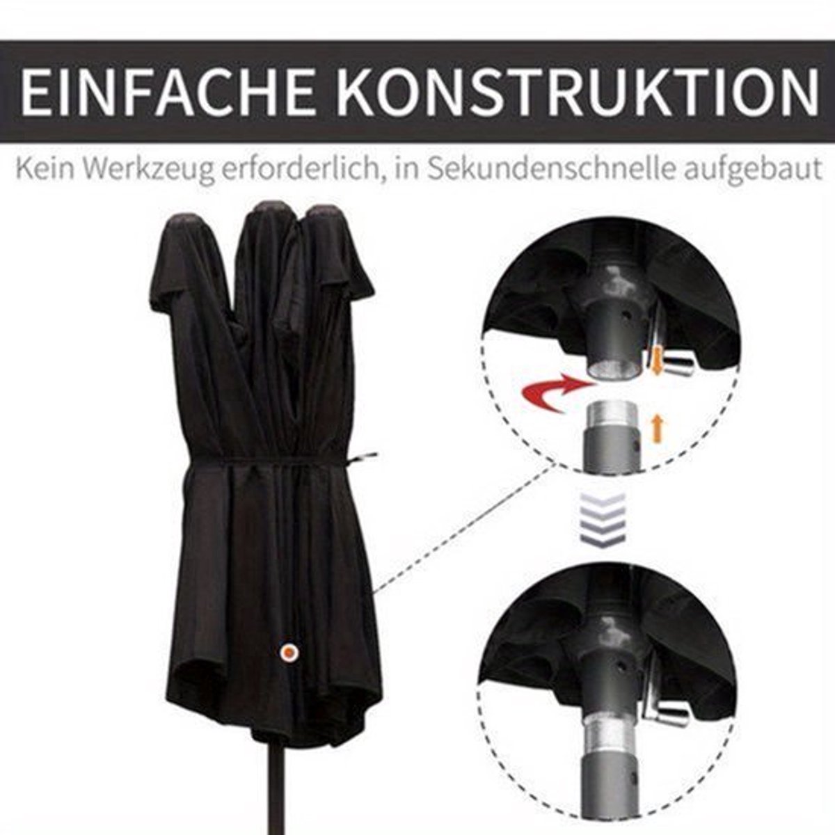 Parasol - Tuinparasol - Balkonparasol - Terrasparasol - Stokparasol - Ovaal 460x270x240 cm - Weerbestendig Stof - Stevige Handgreep (9113769737863)